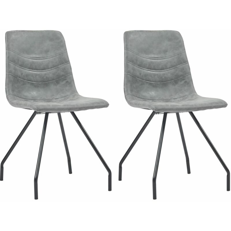

vidaXL Sillas de Comedor Cuero Sintético 2 Unidades Gris Oscuro - Gris