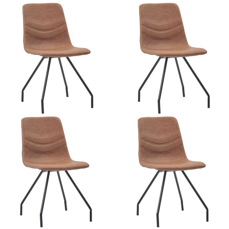 

vidaXL Sillas de Comedor Cuero Sintético 4 Unidades Marrón - Marrón