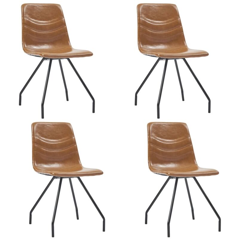 

vidaXL Sillas de Comedor Cuero Sintético 4 Unidades Marrón Coñac - Marrón
