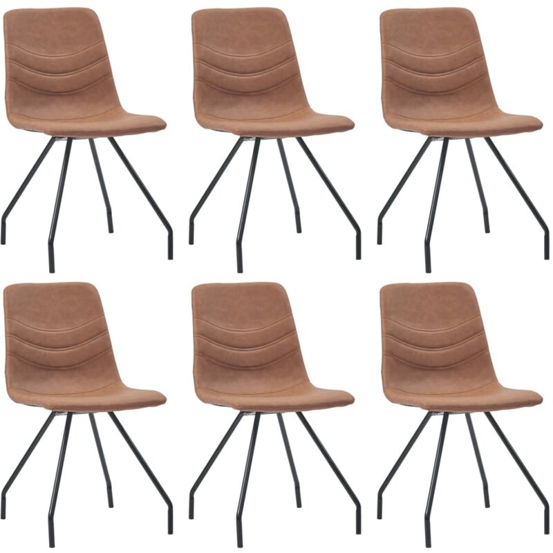 

vidaXL Sillas de Comedor Cuero Sintético 6 Unidades Marrón - Marrón