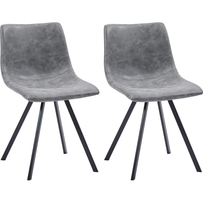 

vidaXL Sillas de Comedor Cuero Sintético 2 Unidades Gris - Gris