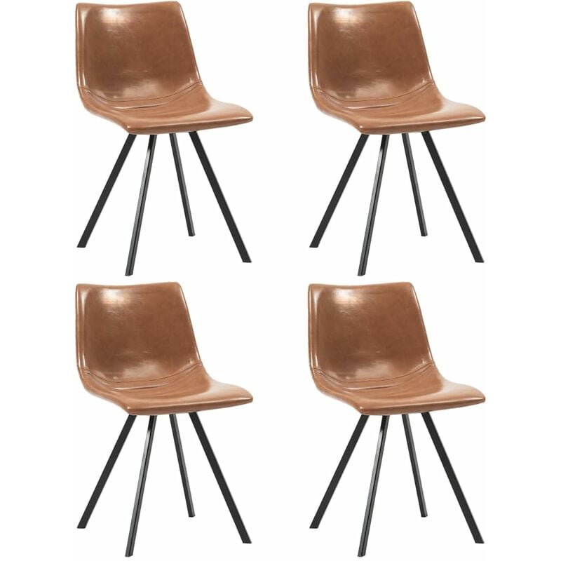 

vidaXL Sillas de Comedor Cuero Sintético 4 Unidades Marrón Coñac - Marrón