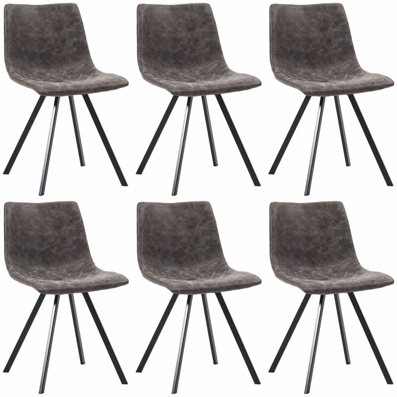 

vidaXL Sillas de Comedor Cuero Sintético 6 Unidades Marrón - Marrón