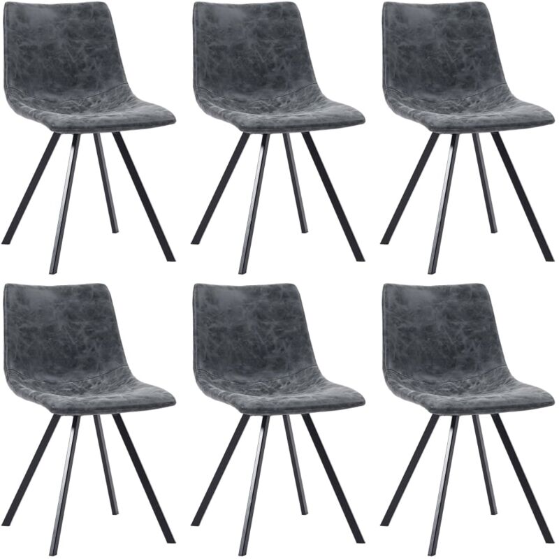 

vidaXL Sillas de Comedor Cuero Sintético 6 Unidades Negro - Negro