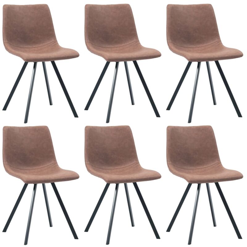 

vidaXL Sillas de Comedor Cuero Sintético 6 Unidades Marrón Intermedio - Marrón