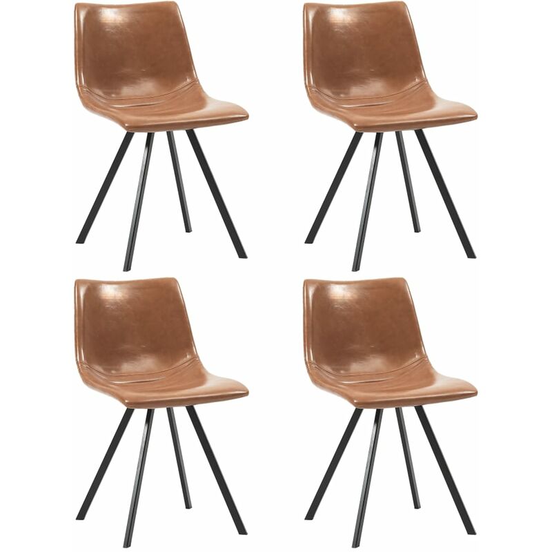 

Happyshopping - Sillas de comedor 4 unidades cuero sintetico marron conac