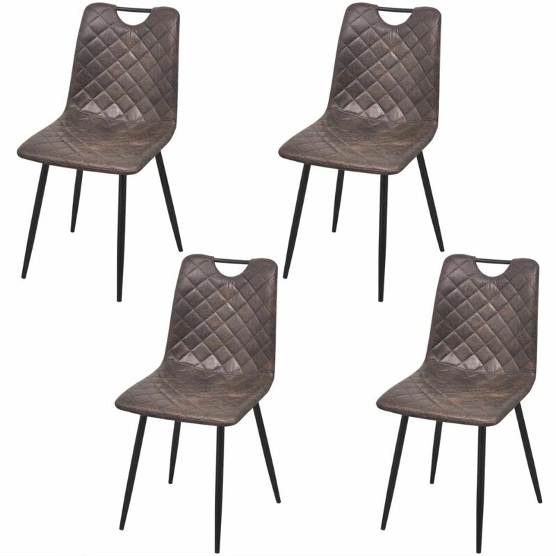 

Happyshopping - Sillas de comedor 4 unidades cuero sintetico marron oscuro