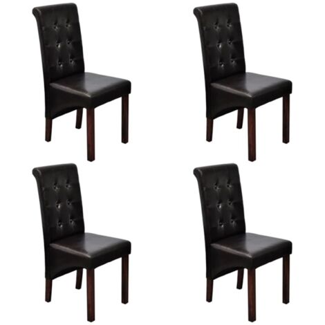 Sillas de comedor 4 unidades cuero sintético marrón vidaXL