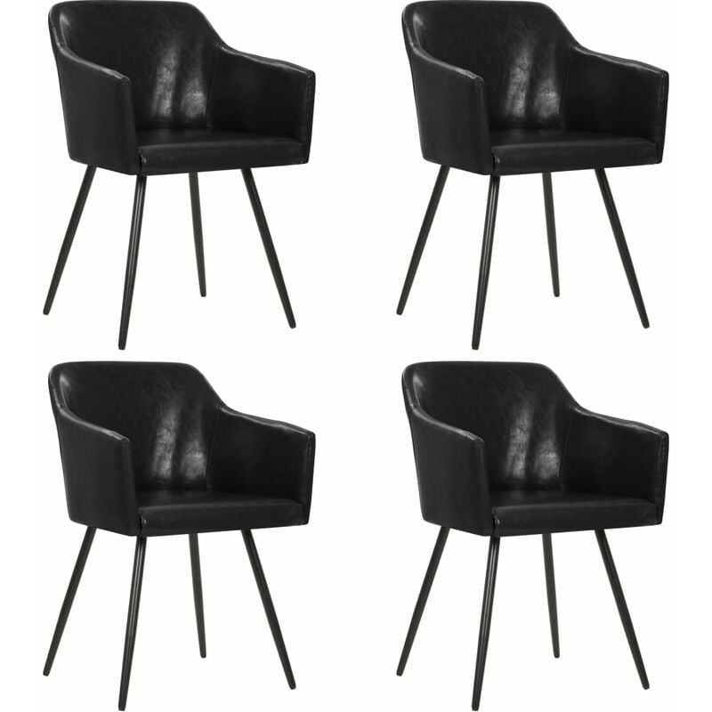 

Happyshopping - Sillas de comedor 4 unidades cuero sintetico negro