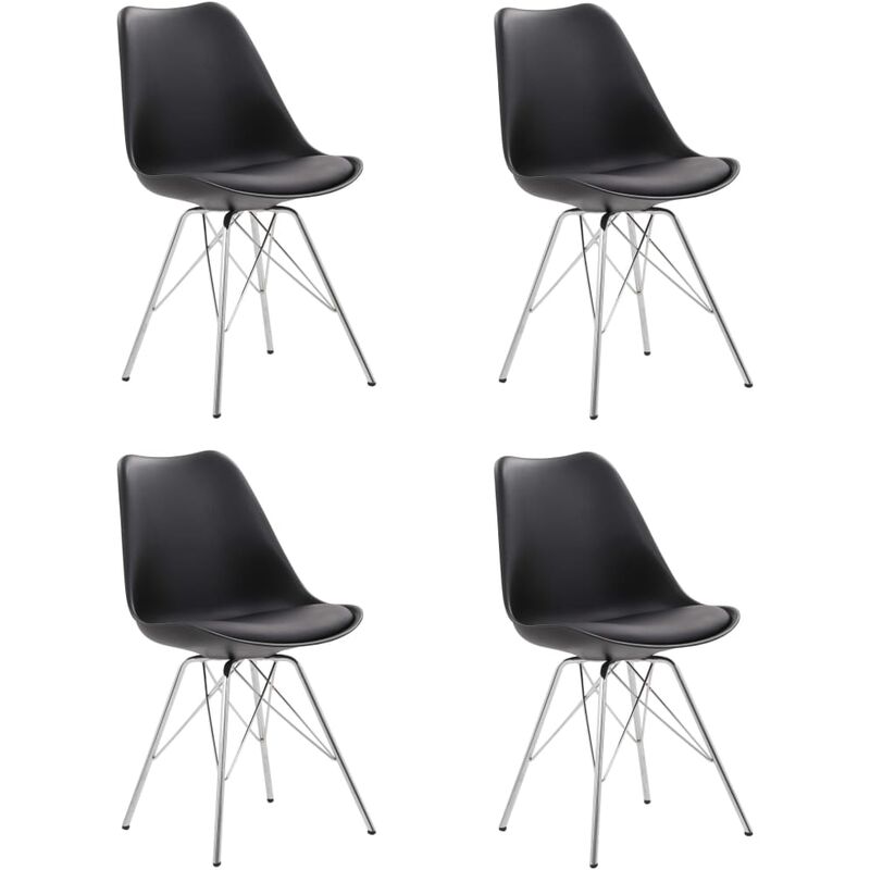 

Happyshopping - Sillas de comedor 4 unidades cuero sintetico negro