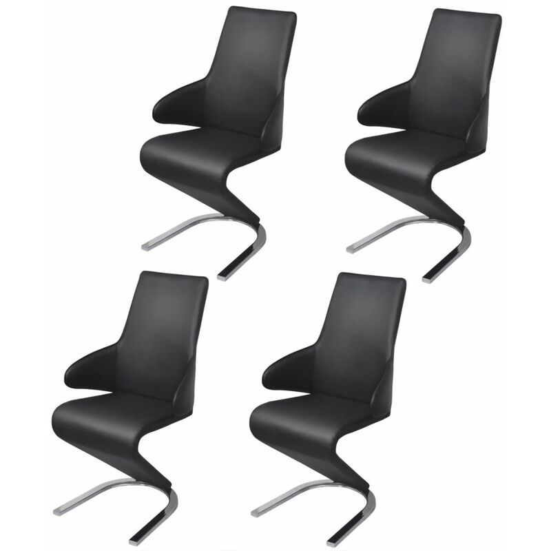 

Happyshopping - Sillas de comedor 4 unidades cuero sintetico negro
