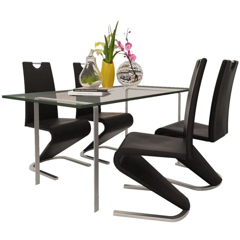 

Sillas de comedor 4 unidades cuero sintetico negro