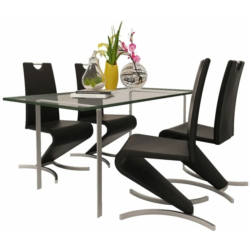 

Sillas de comedor 4 unidades cuero sintético negro