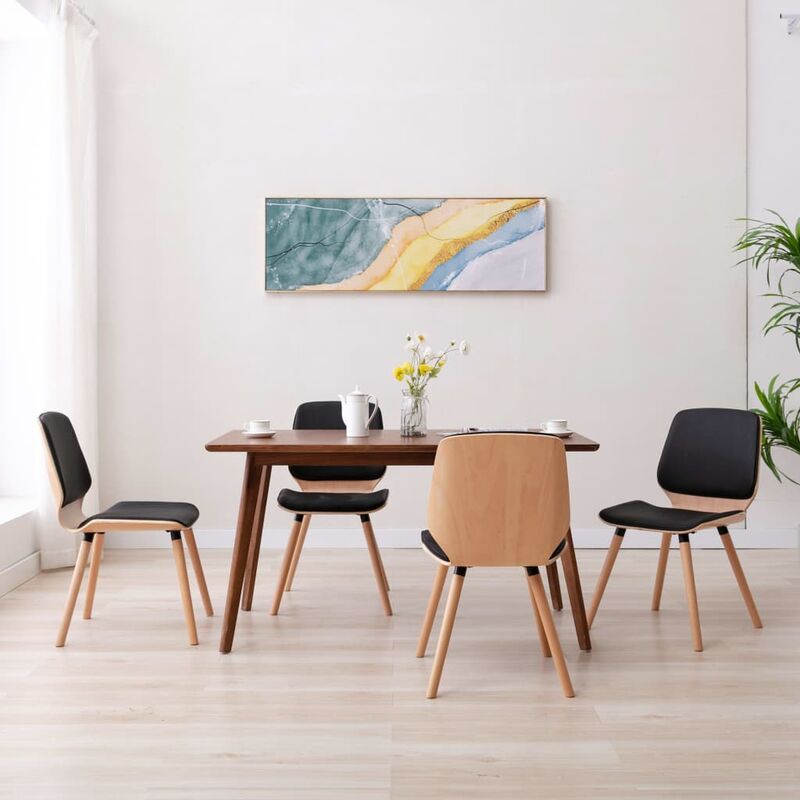 

Sillas de comedor 4 unidades cuero sintético negro