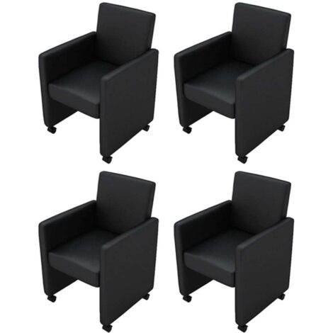Sillas de comedor 4 unidades cuero sintético negro