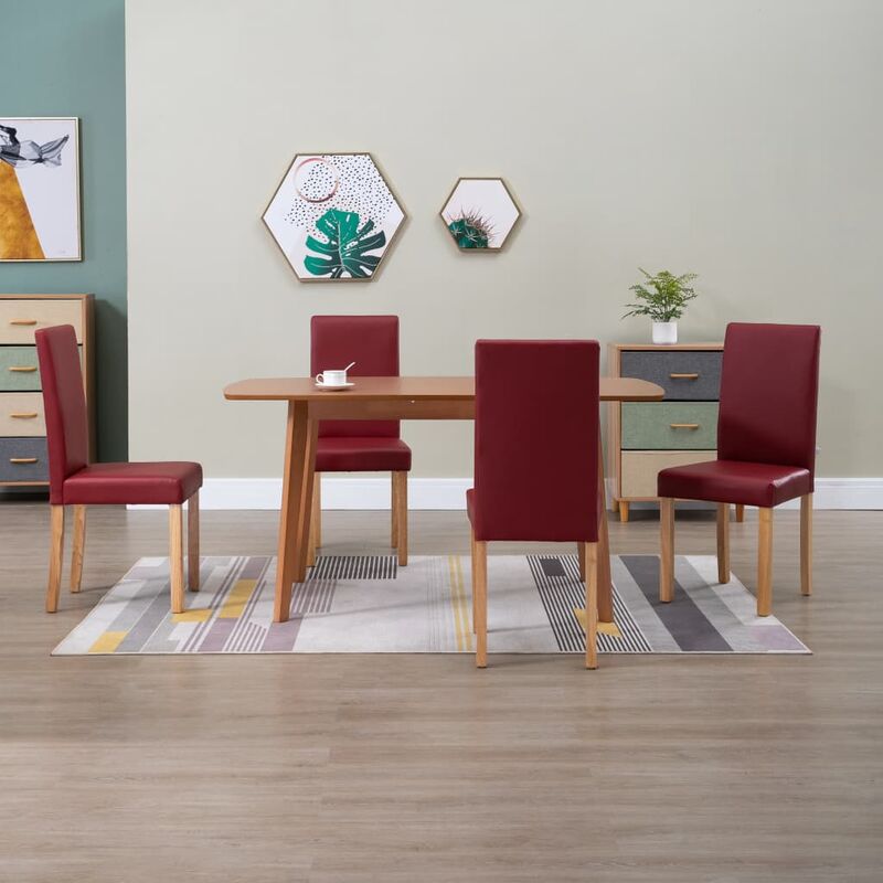 

Sillas de comedor 4 unidades cuero sintético rojo