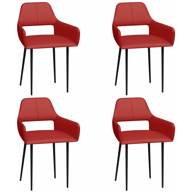 

Sillas de comedor 4 unidades cuero sintético rojo