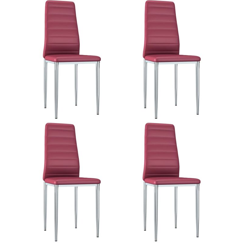 

Sillas de comedor 4 unidades cuero sintético rojo