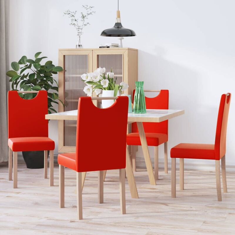 

Sillas de comedor 4 unidades cuero sintético rojo