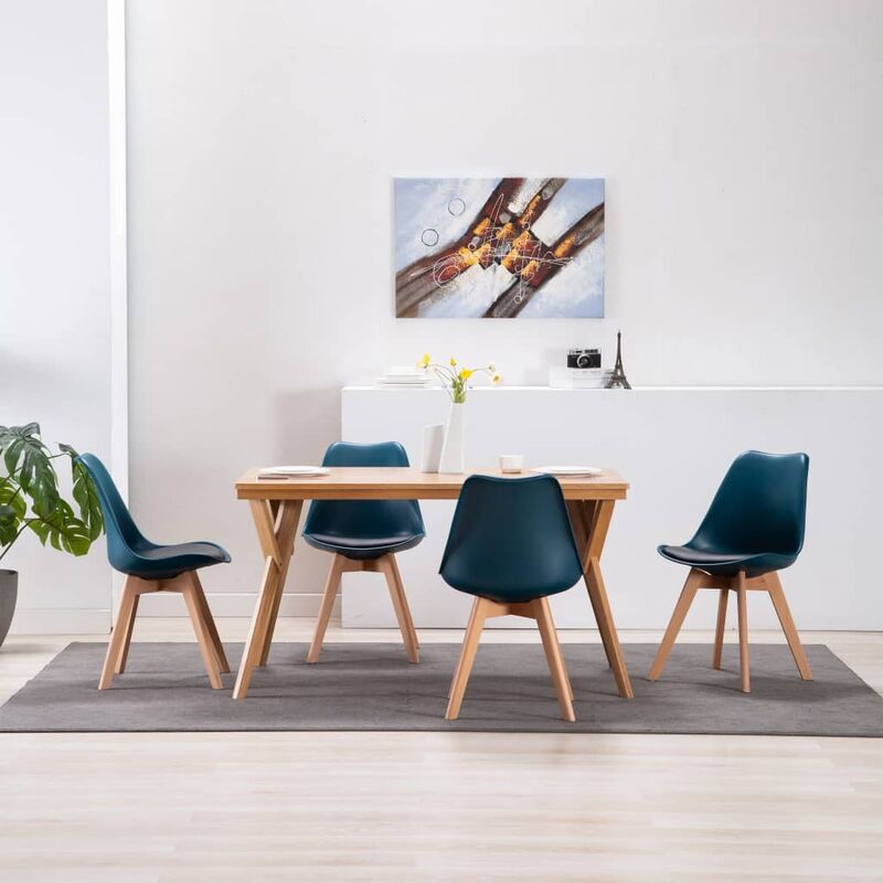 

Sillas de comedor 4 unidades cuero sintetico turquesa y negro