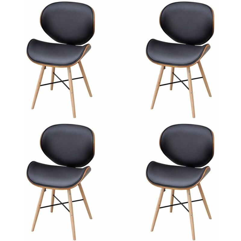 

Sillas de comedor 4 unidades cuero sintético y madera curvada