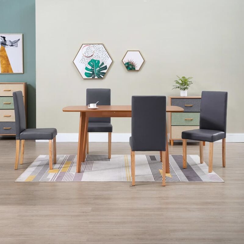 

Youthup - Sillas de comedor 4 unidades cuero sintético gris - Gris