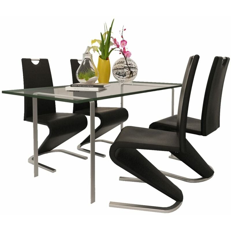 

Sillas de comedor 4 unidades cuero sintético negro - Negro
