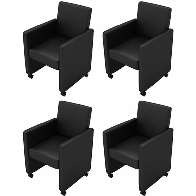 

Sillas de comedor 4 unidades cuero sintético negro - Negro