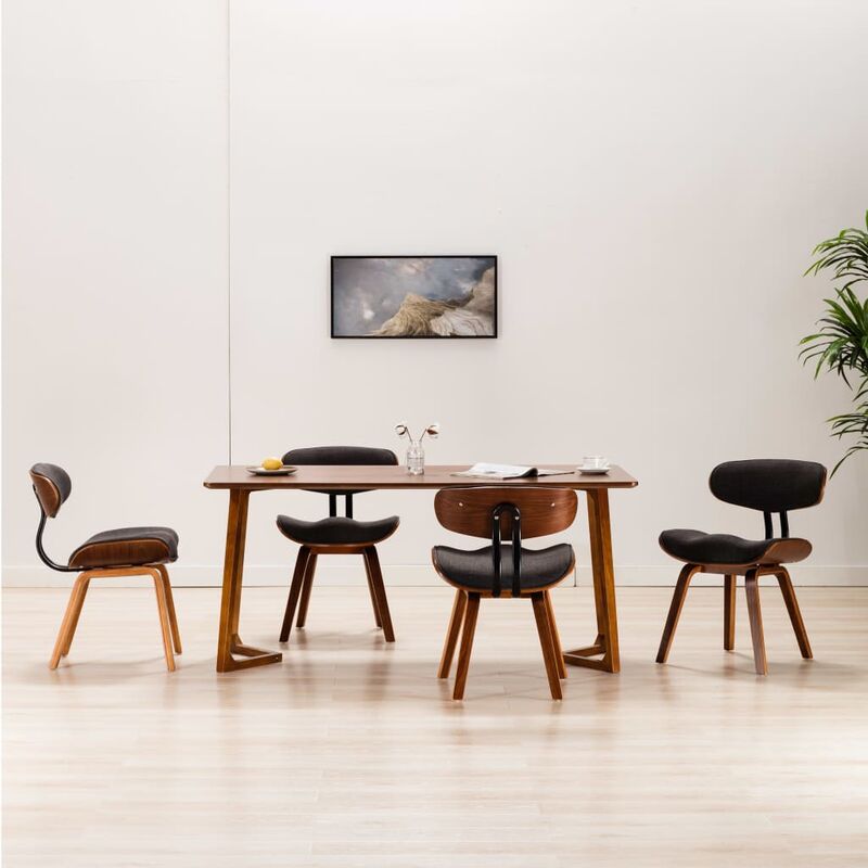 

BHD - Sillas de comedor 4 unidades de madera curvada y tela