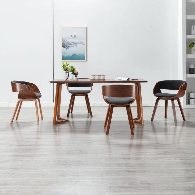 

Youthup - Sillas de comedor 4 unidades de madera curvada y tela gris - Gris