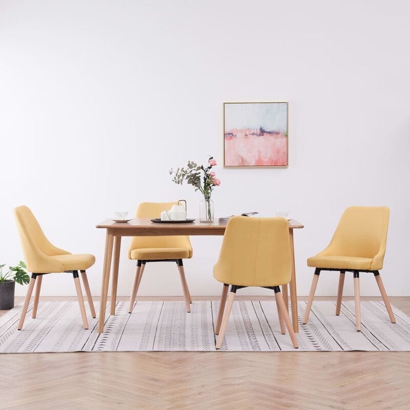 

Sillas de comedor 4 unidades de tela amarilla