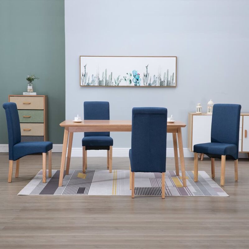 

Sillas de comedor 4 unidades de tela azul