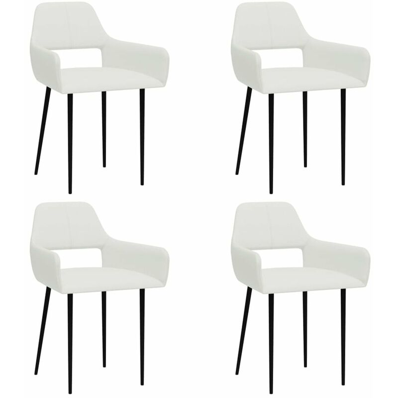 

Happyshopping - Sillas de comedor 4 unidades de tela blancas