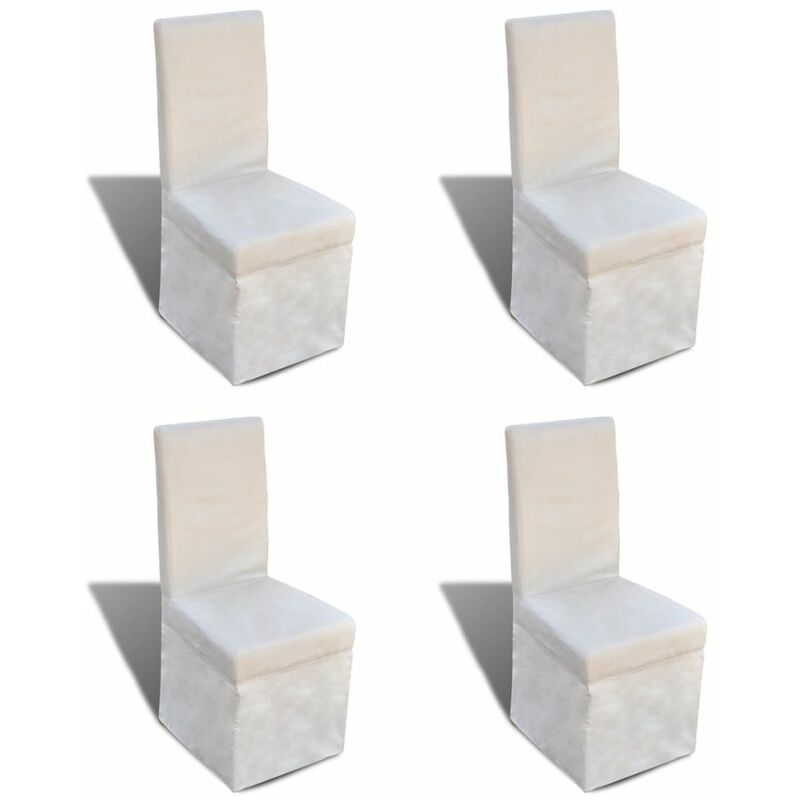 

BHD - Sillas de comedor 4 unidades de tela blanco crema