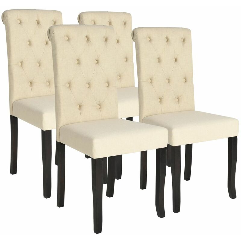 

Sillas de comedor 4 unidades de tela color crema