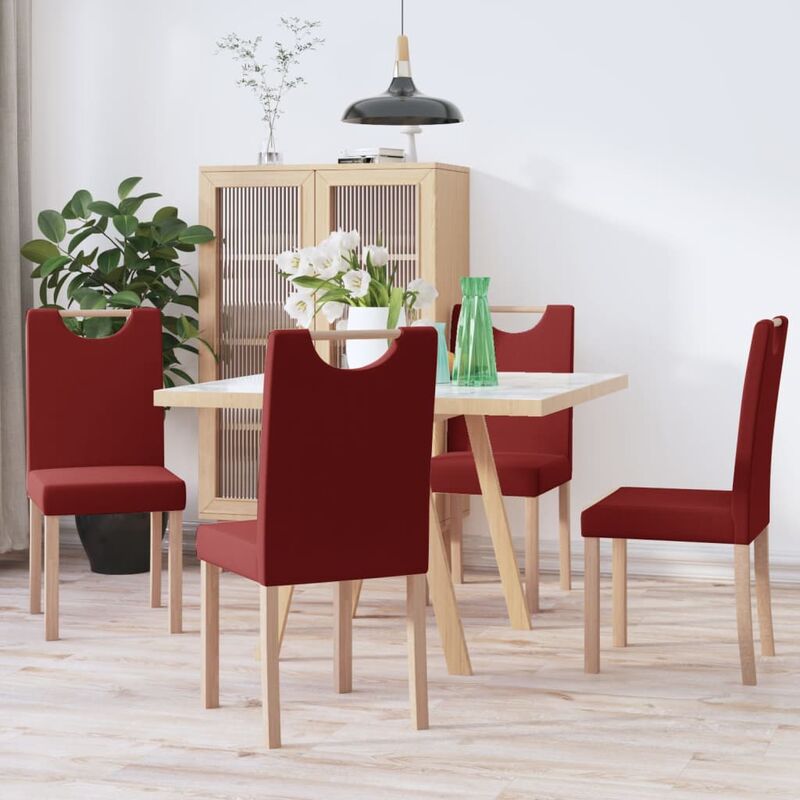 

Sillas de comedor 4 unidades de tela color vino tinto