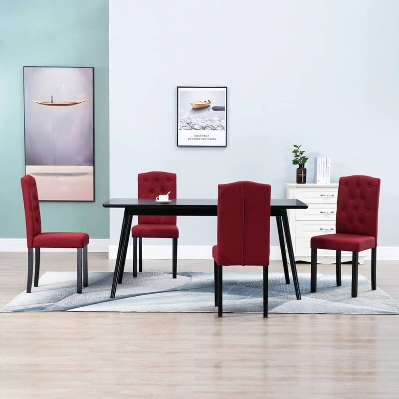 

Sillas de comedor 4 unidades de tela color vino tinto - Rojo