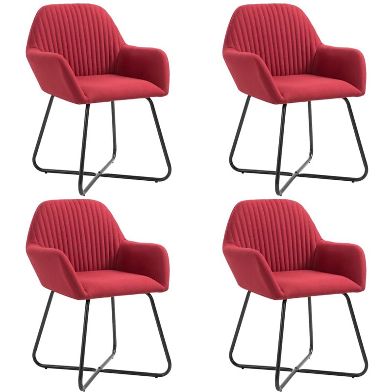 

Sillas de comedor 4 unidades de tela color vino tinto - Rojo