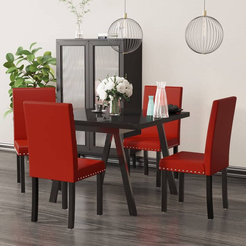 

Sillas de comedor 4 unidades de tela color vino tinto PVC