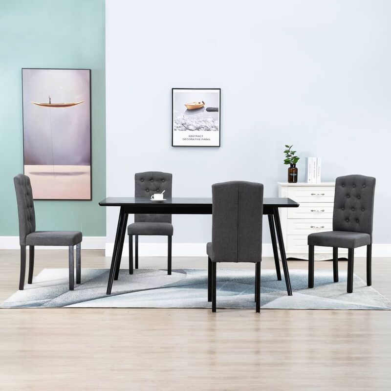 

Sillas de comedor 4 unidades de tela gris oscura