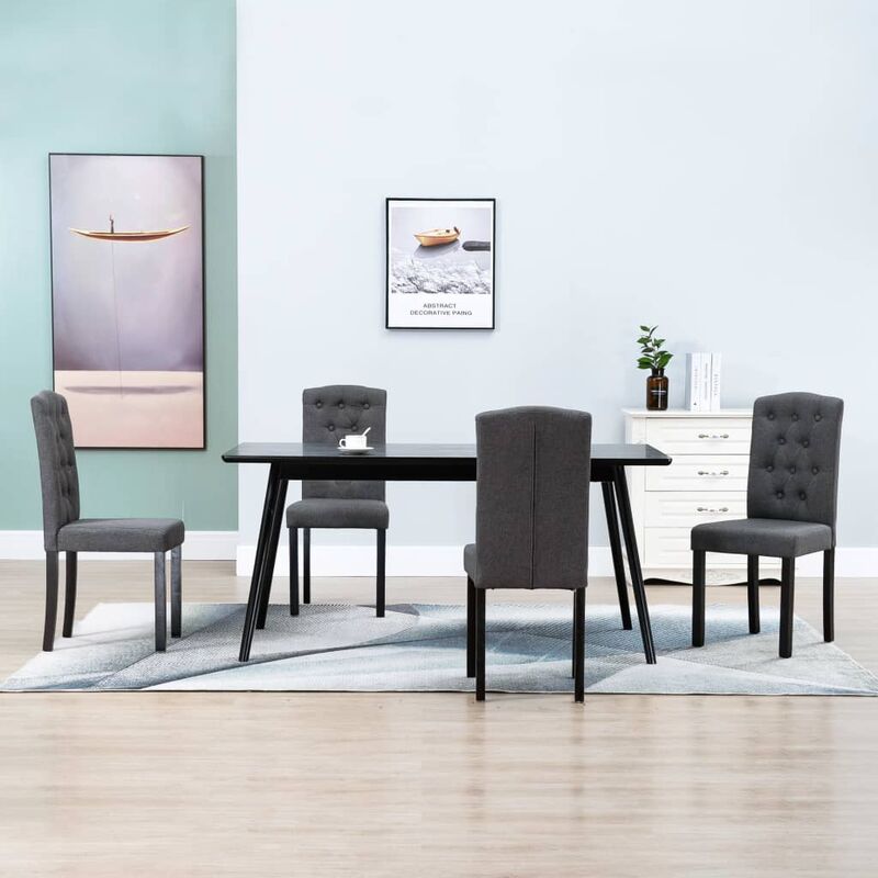 

Sillas de comedor 4 unidades de tela gris oscura - Gris