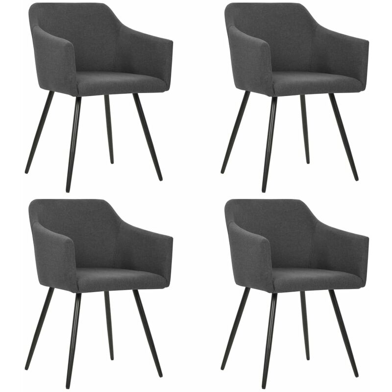 

Happyshopping - Sillas de comedor 4 unidades de tela gris oscuro