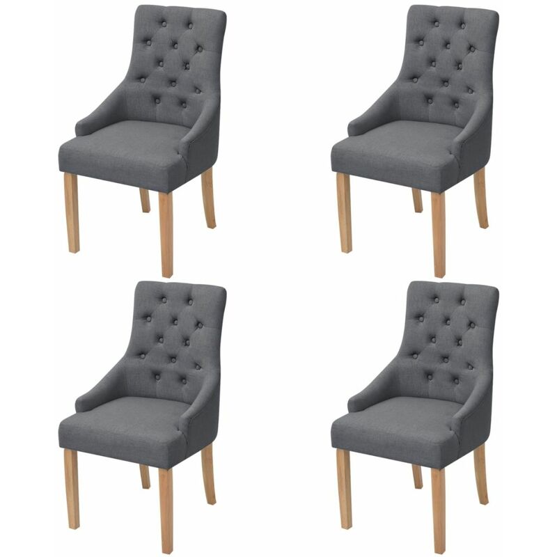 

Sillas de comedor 4 unidades de tela gris oscuro