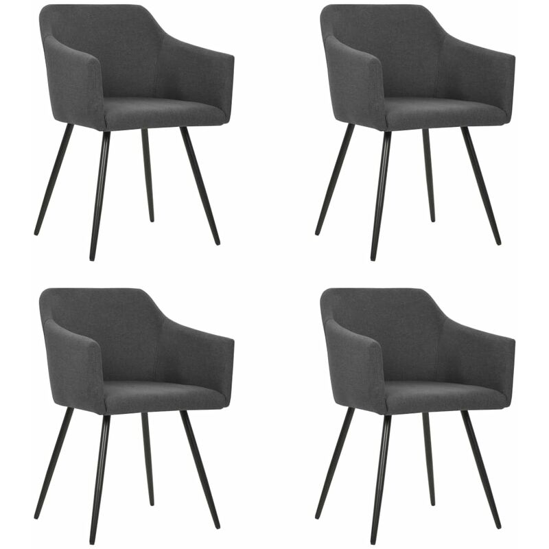 

Sillas de comedor 4 unidades de tela gris oscuro