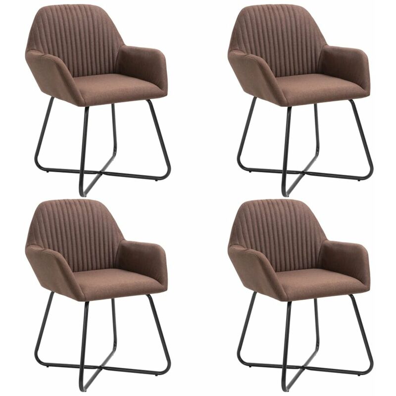 

Happyshopping - Sillas de comedor 4 unidades de tela marron