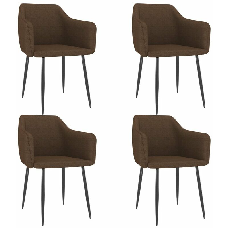 

Happyshopping - Sillas de comedor 4 unidades de tela marron