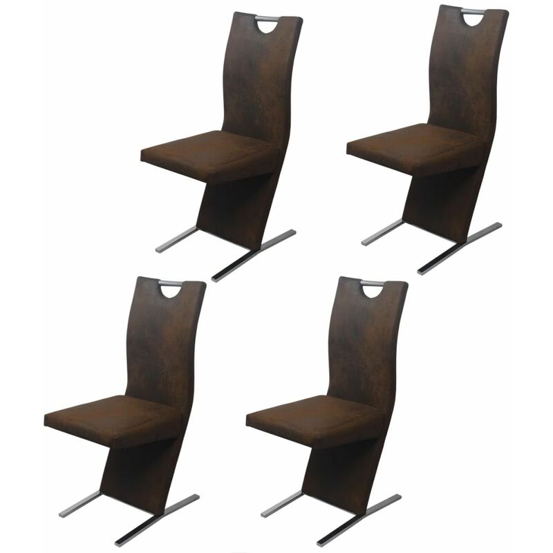 

Happyshopping - Sillas de comedor 4 unidades de tela marron