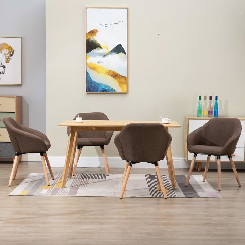 

Sillas de comedor 4 unidades de tela marrón