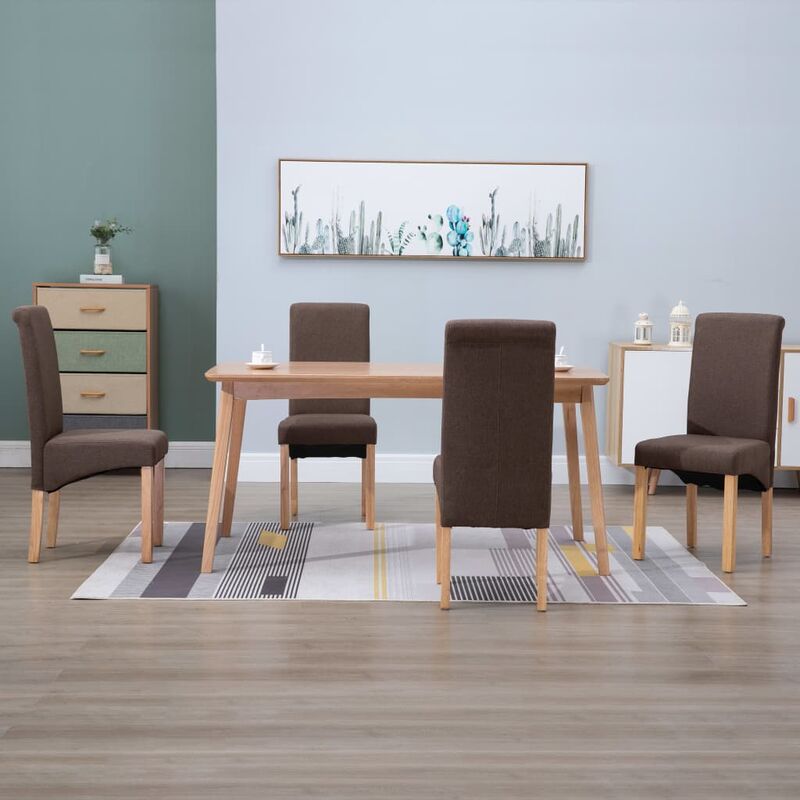 

Sillas de comedor 4 unidades de tela marrón