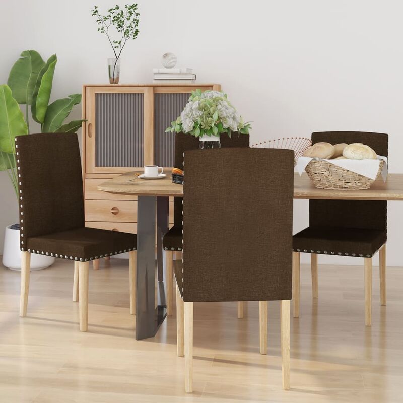 

Sillas de comedor 4 unidades de tela marrón